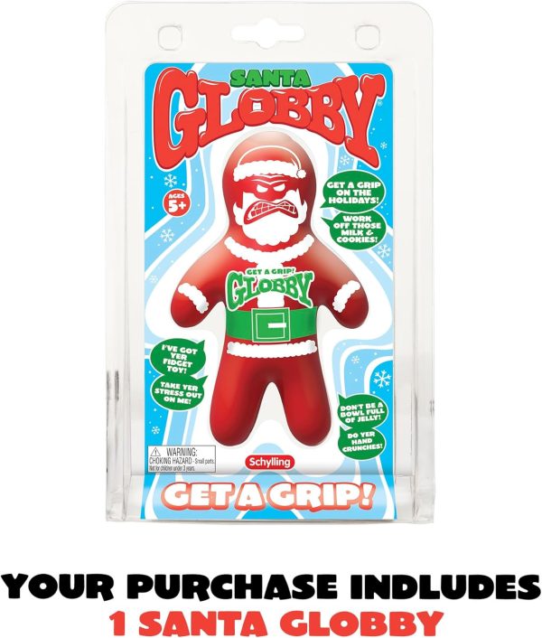 Schylling Santa Globby - Sensory Toy with a Tough Squish - Get a Grip with a Santa-Themed Squeeze - Ages 3 and Up - One Santa