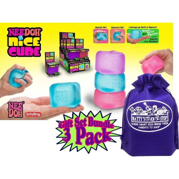 Nice Cube Translucent NeeDoh - 3 Pack (Purple/Pink/Blue)